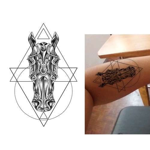 horse tatto geometric