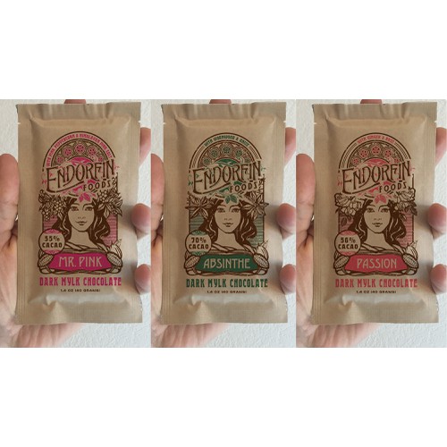 Art Nouveau Inspired Kraft Pouches for Organic Chocolate Bars