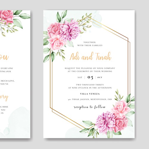 beautiful floral wedding card template