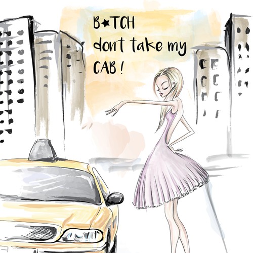Fashion Illustration of model calling a cab in New York