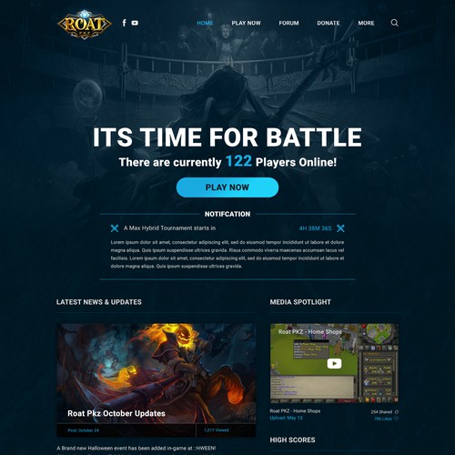 Online Game Homepage design