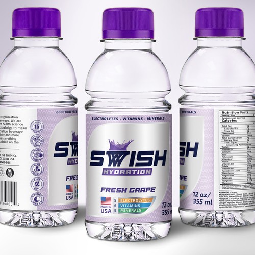 Grape Swish Hydration Bottle Label