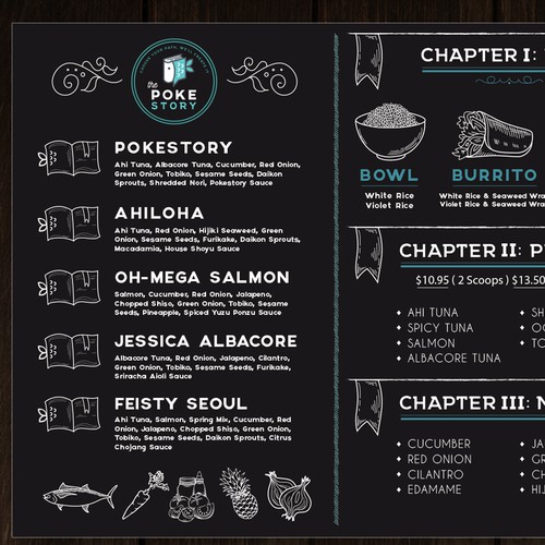 Board menu design for the restaurant