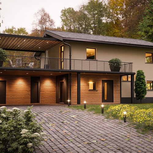 Chalet type house design - 3d Architectural Visualization