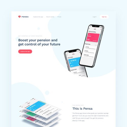 Landing page for Pensa app