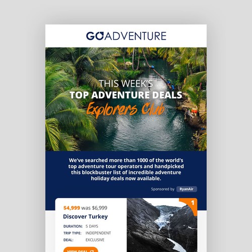 Email newsletter design for travel company