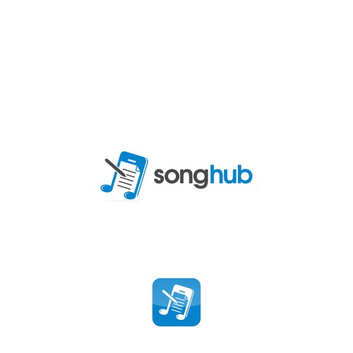 Modern logo for music app and website called SongHub