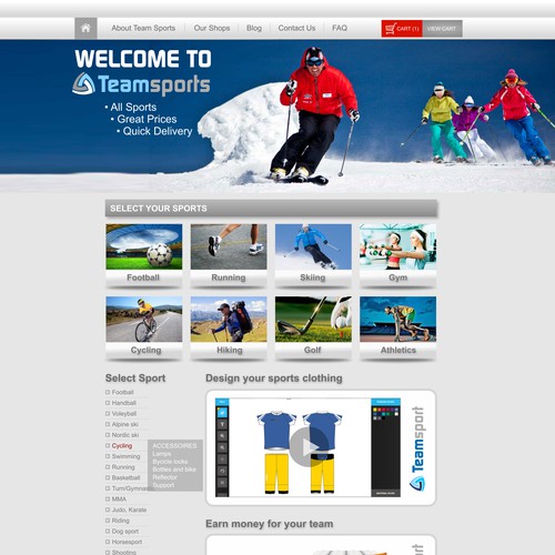 Teamsports website design