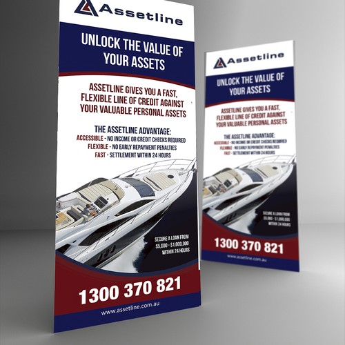 Create a vertical exhibition banner for Australia's leading personal asset lender