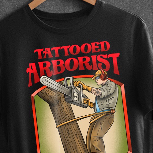 Custom illustration design for tree lumberjack community t-shirts in America
