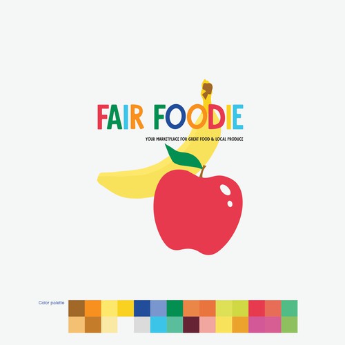 FAIR FOODIE logo & purposed tagline w/ supporting illustrations & color palette