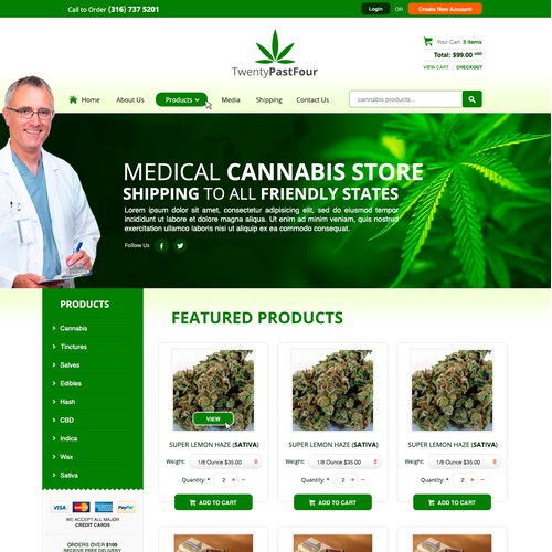 Website design for a cannabis store