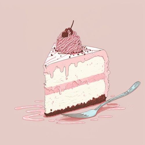 Pink and White cake Illustration