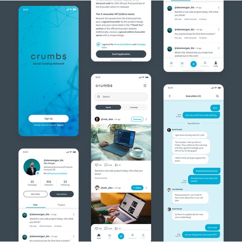 Social Crowdfunding Network App for Entrepreneurs and Investors