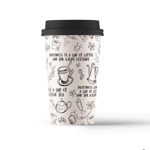 Doodle style design for coffee-to-go mug (seamless pattern)