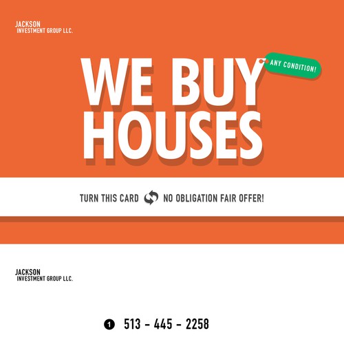 Creative spin for investment company on "We Buy Houses" PostCard