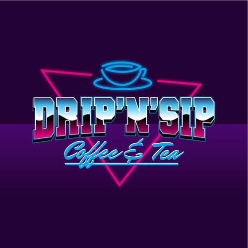 90's Neon Themed Cafe Logo