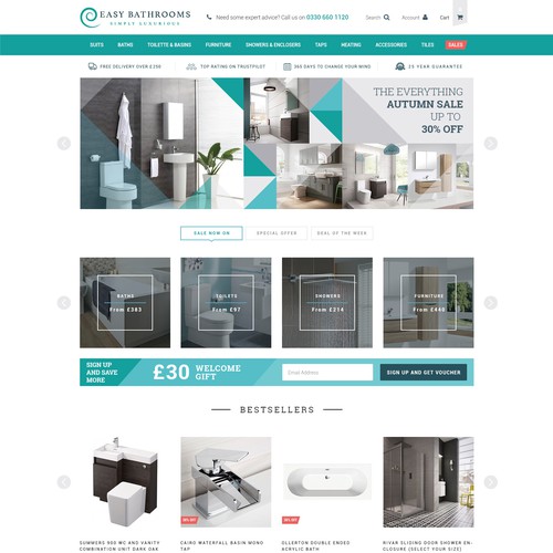 Create Magento Product Page, Home Page etc. for Bathroom Retailer