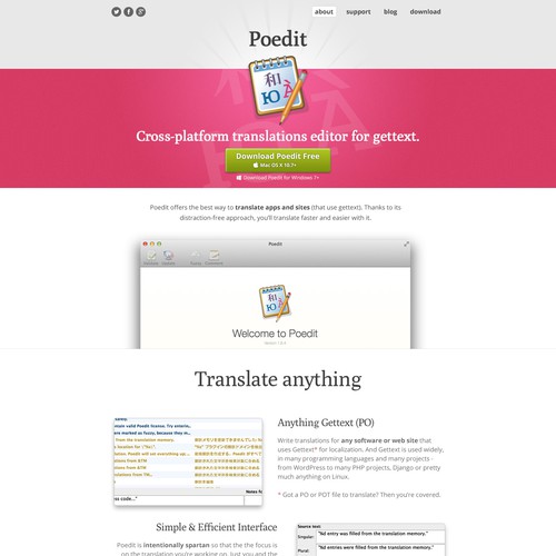 New beautiful site for a popular translation app