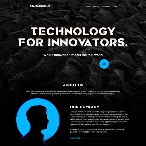 Modern dark theme design for a tech company.