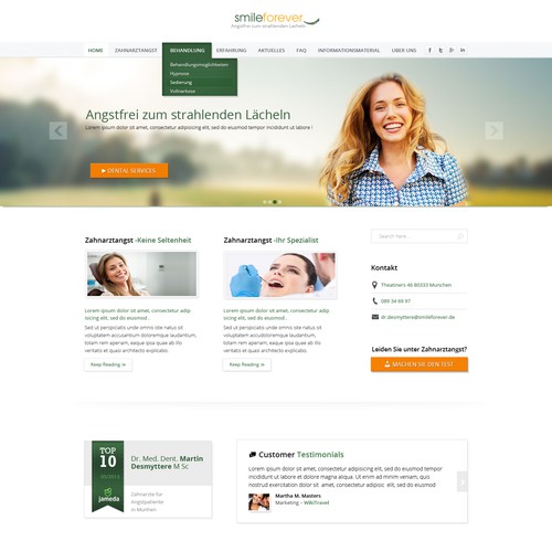 Modern and classy design for a Website about dental fear