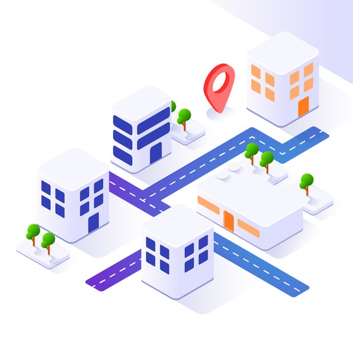 Map isometric landscape