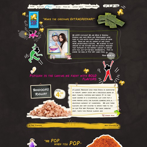 Redesign homepage for a fun gourmet popcorn company!