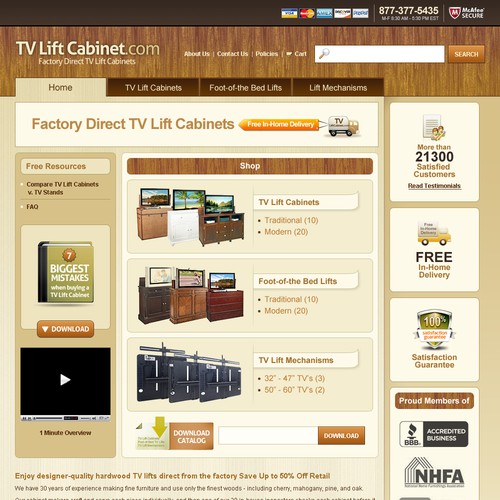 Website for TV Lift Cabinets