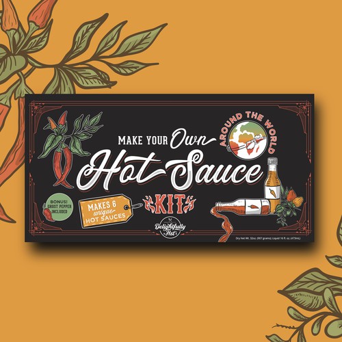 Delightfully hot sauce package design 🌶🌱