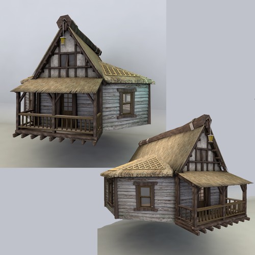 3D model of wood house