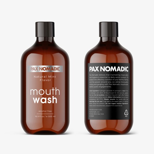 Pax Nomadic / mouthwash / label design