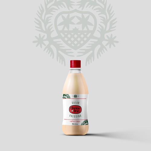 Label Design for Swiss Inn - a popular, historical hawaiian dressing salad brand.