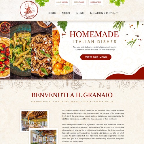 Website for Italian Restaurant