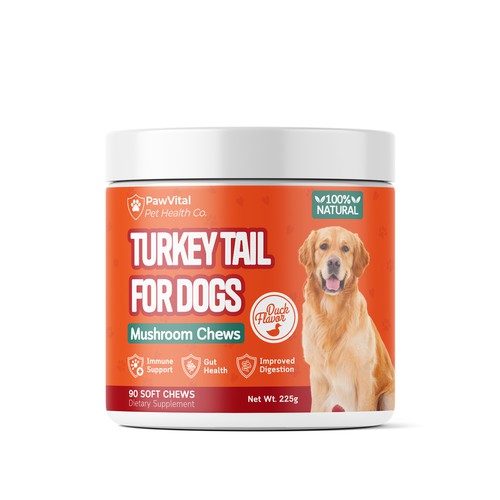 Packaging For Turkey Tail Mushroom Chews For Dogs!