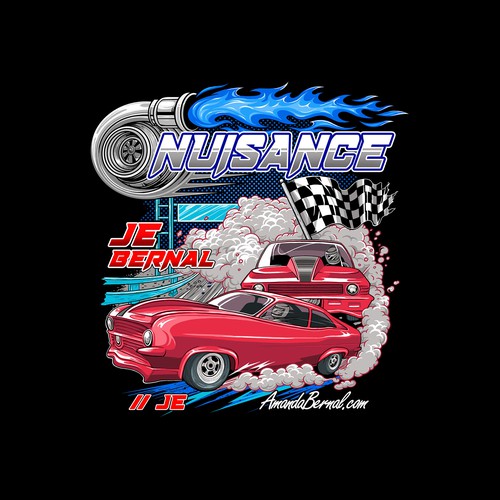 Custom Car Racing Tshirt Design in Cartoon style