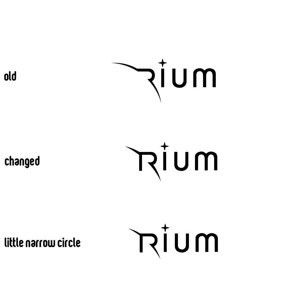 RIUM社（設立準備中）のために、社名のロゴをデザインしてください。当社はマーケティング分析を通じて、消費者行動をプラネタリウムのように描きだします。フォントはTitilliumをベースに作成してください。