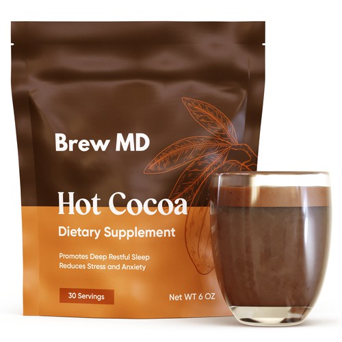3D renders of a cocoa powder pouch