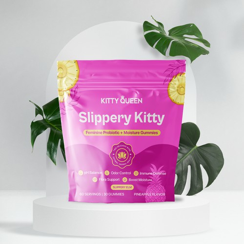 Pouch packaging for Slippery Kitty products from Kitty Queen LLC.