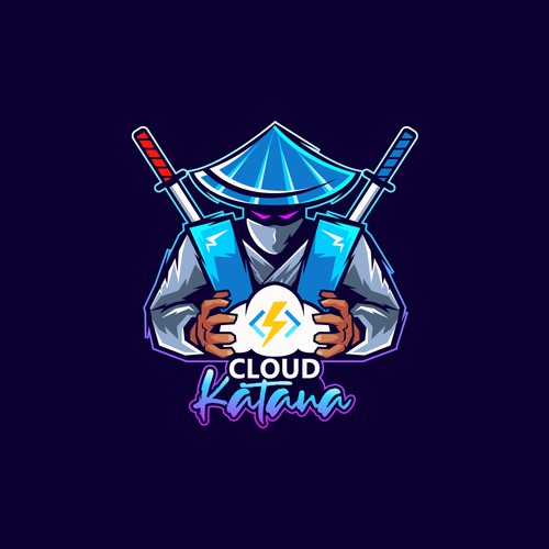 Cloud Security Logo with Samurai Mascot