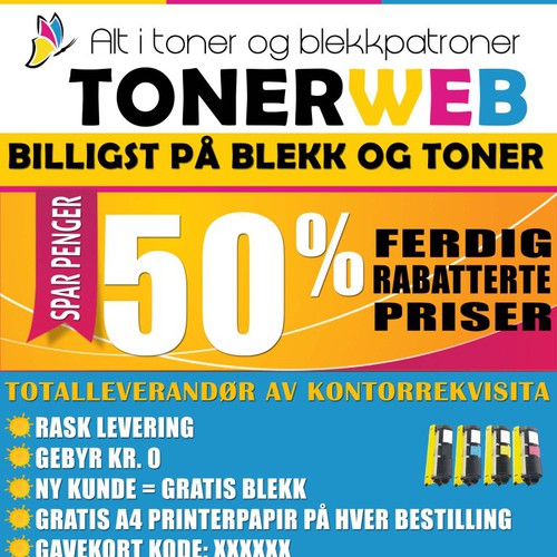 www.tonerweb.no needs a new postcard or flyer