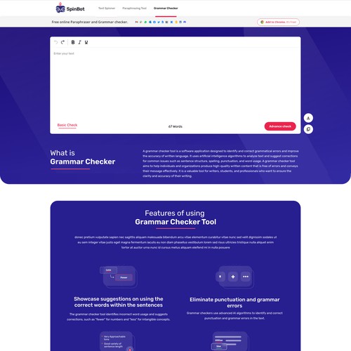 Grammar checker landing page