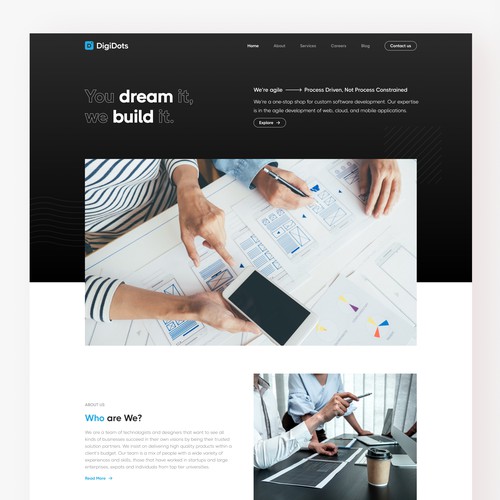 Worktech platform website landing page ui