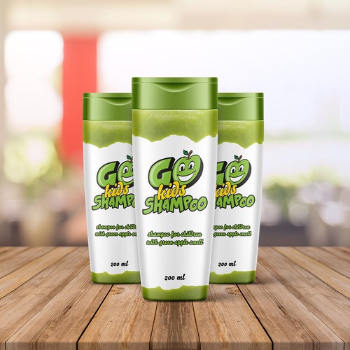 kids shampoo logo and label mockup