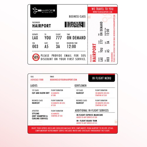 Boarding Pass Style Promotional Card