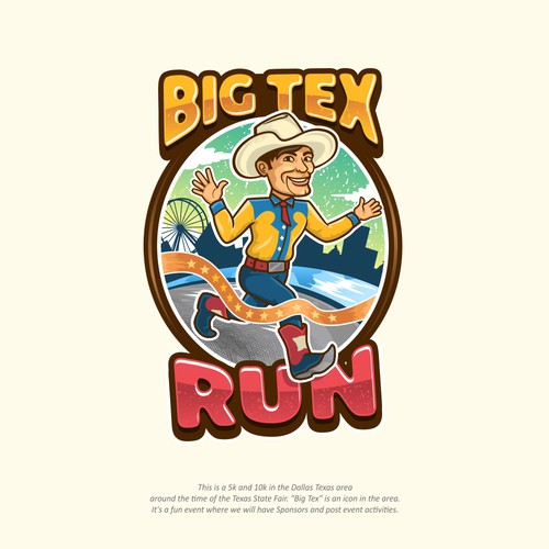 Fun Illustration for a Big Tex 5k held during a State Fair