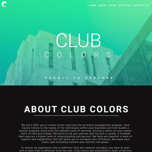Club Colors - Landing Page Concept