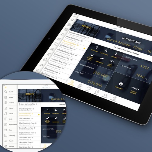 Design an iPad App UI that real estate estate agents will love.