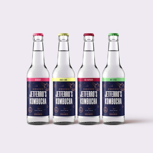 Packaging design for Jetferro's Kombucha