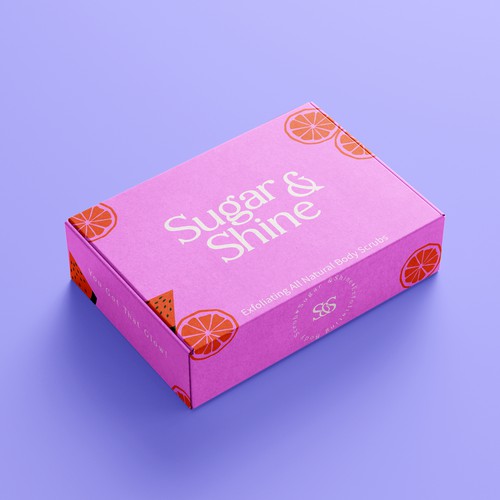 Brand identity and packaging design for a body scrub brand.