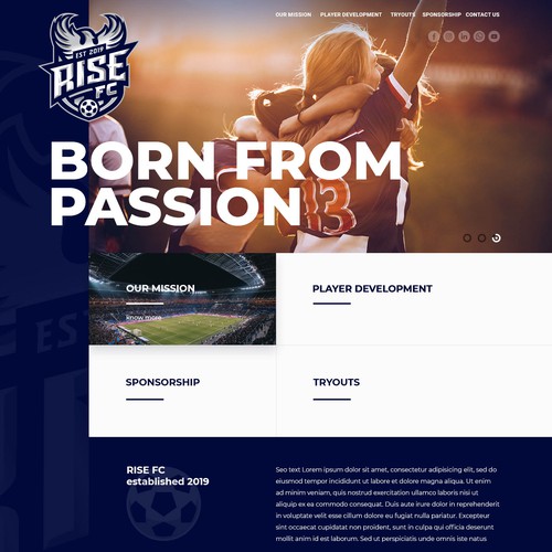 Webpage concept for Football club